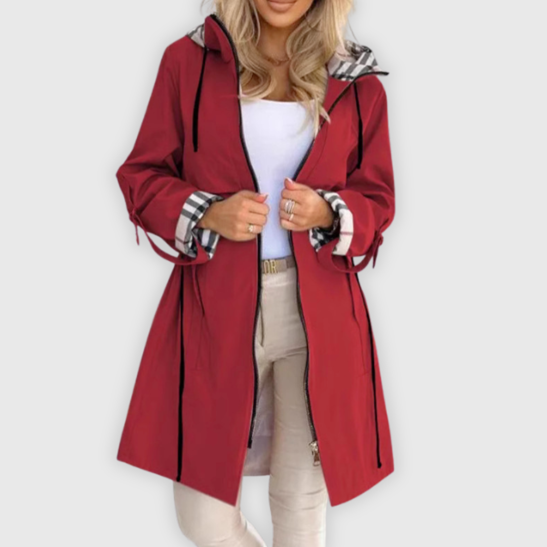 Imogen | Waterproof Zip Coat – Red
