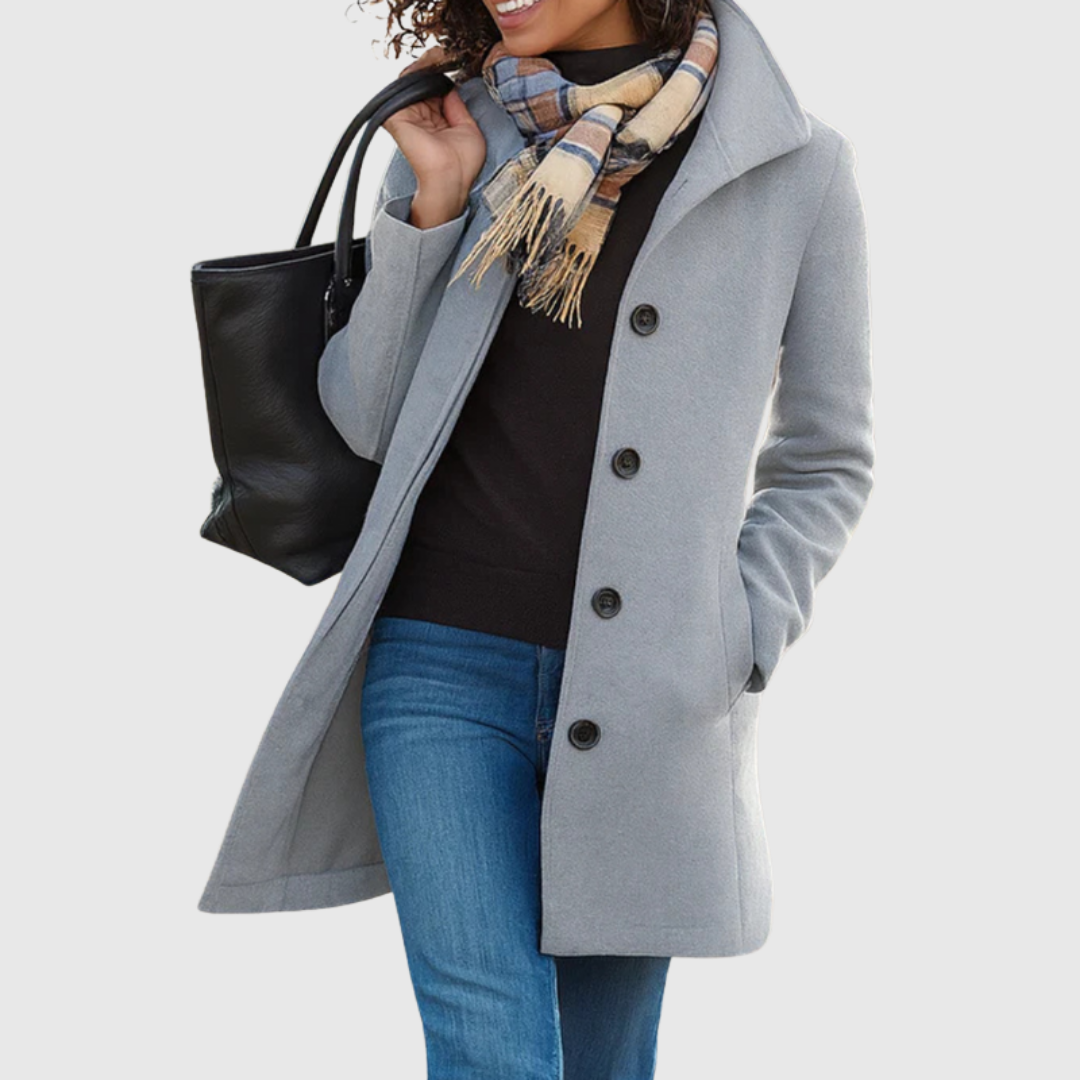 Connie | Elegant Classic Coat – Light Grey