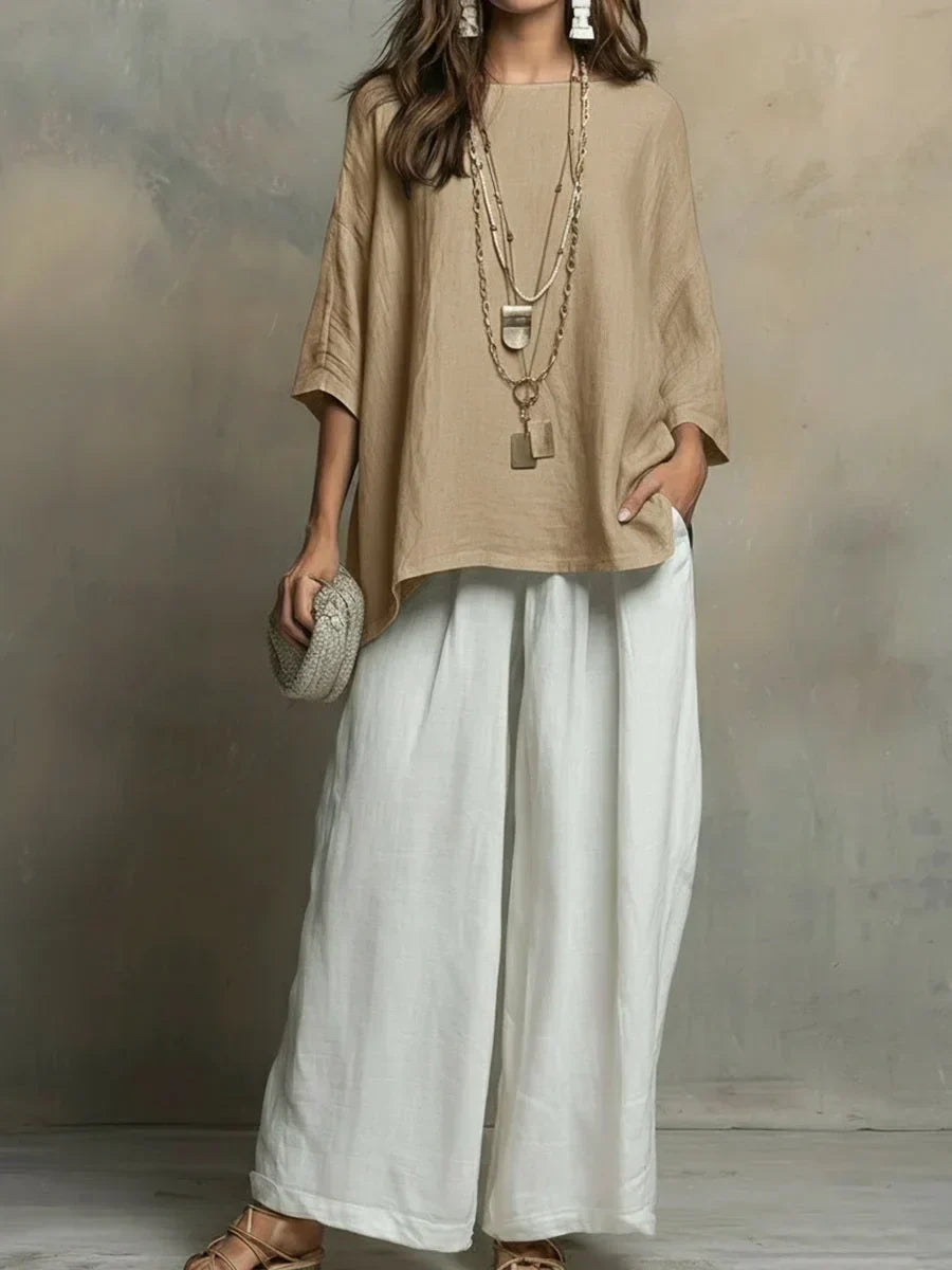Bianca | Elegant Two-Piece Set – Khaki