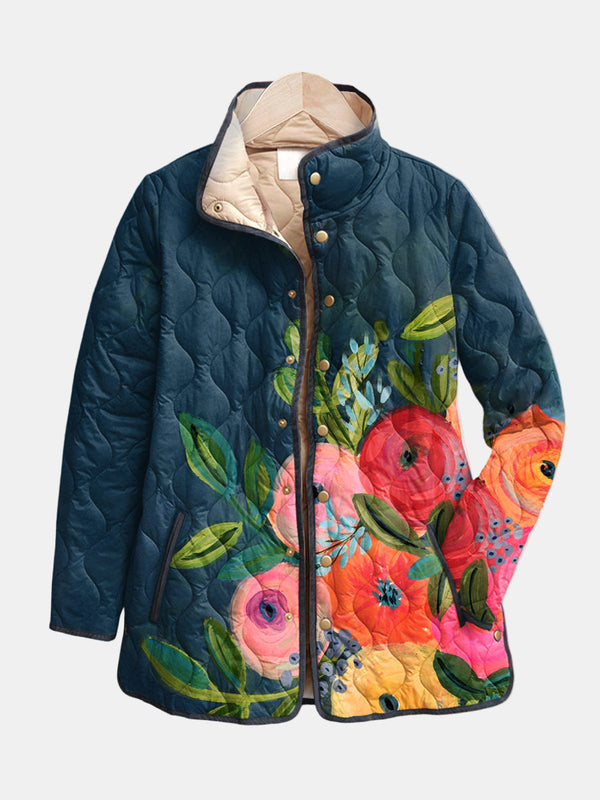 Amaya | Vintage Floral Quilted Jacket – Multicolor