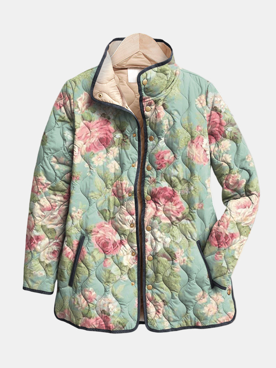 Carys | Retro Floral Patterned Quilted Jacket – Multicolor