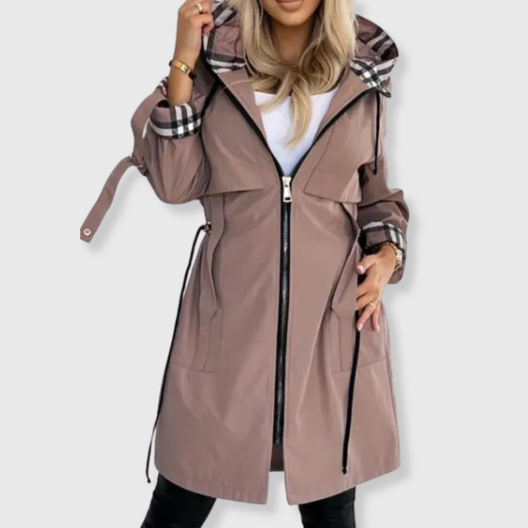 Imogen | Waterproof Zip Coat – Taupe
