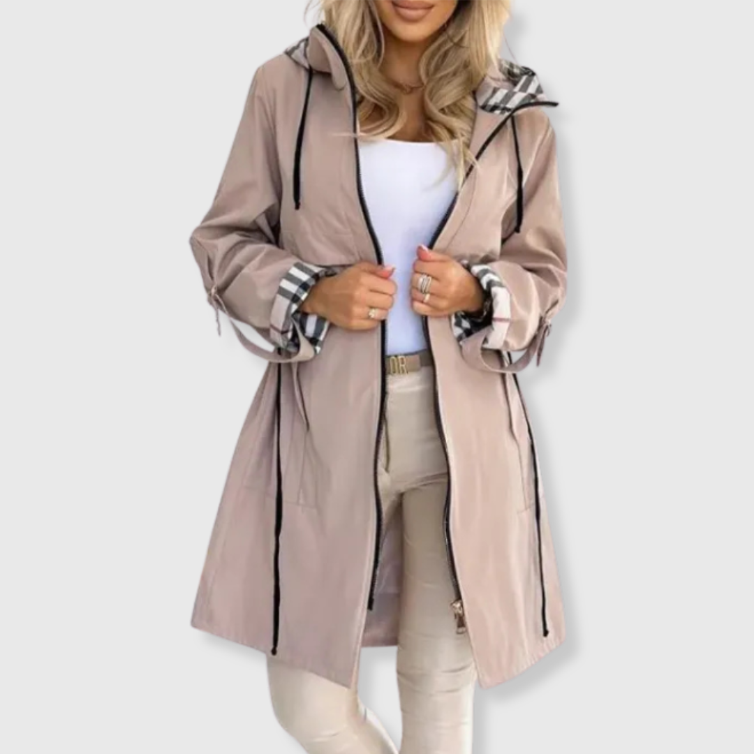 Imogen | Waterproof Zip Coat – Beige