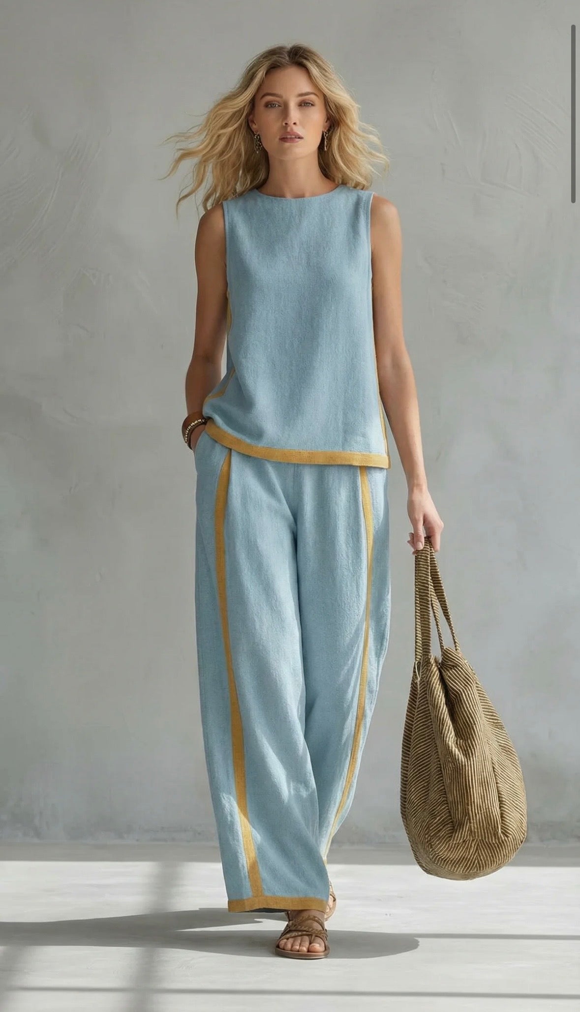 Leila | Elegant Two-Piece Set – Blue
