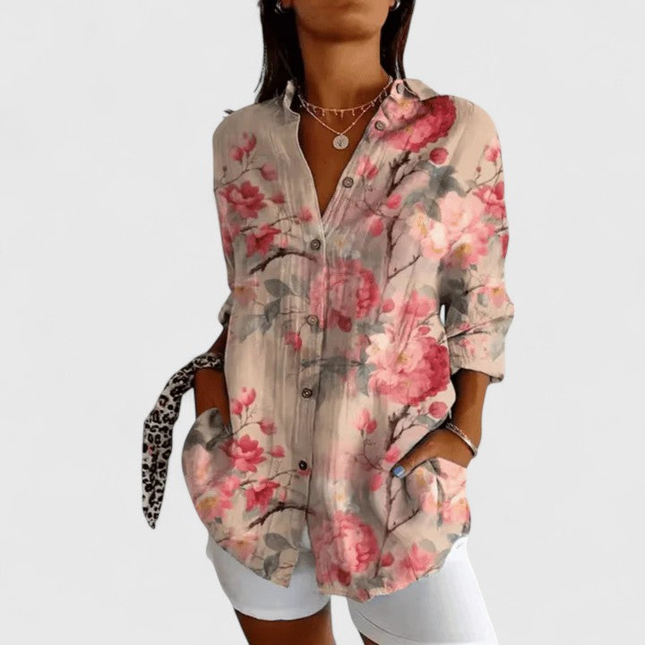Clara | Elegant Floral Blouse – Pink