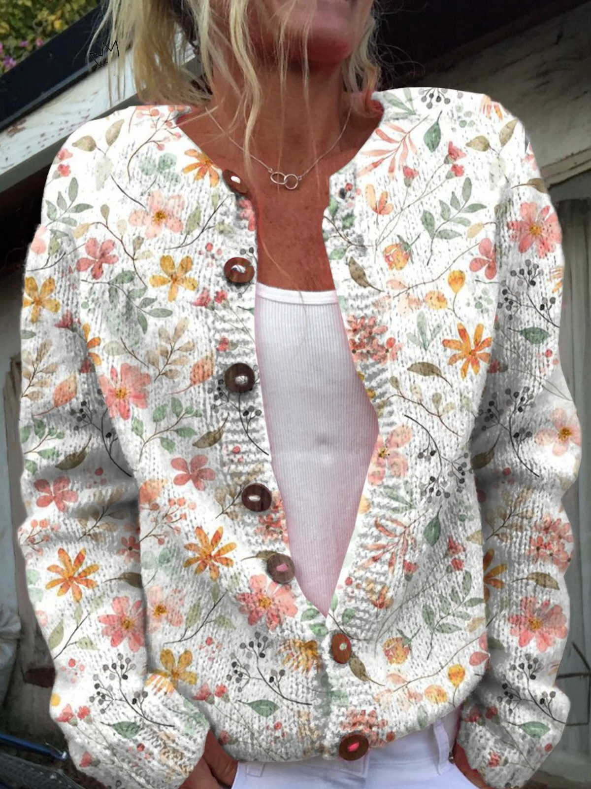Greta | Elegant Floral Knit Cardigan