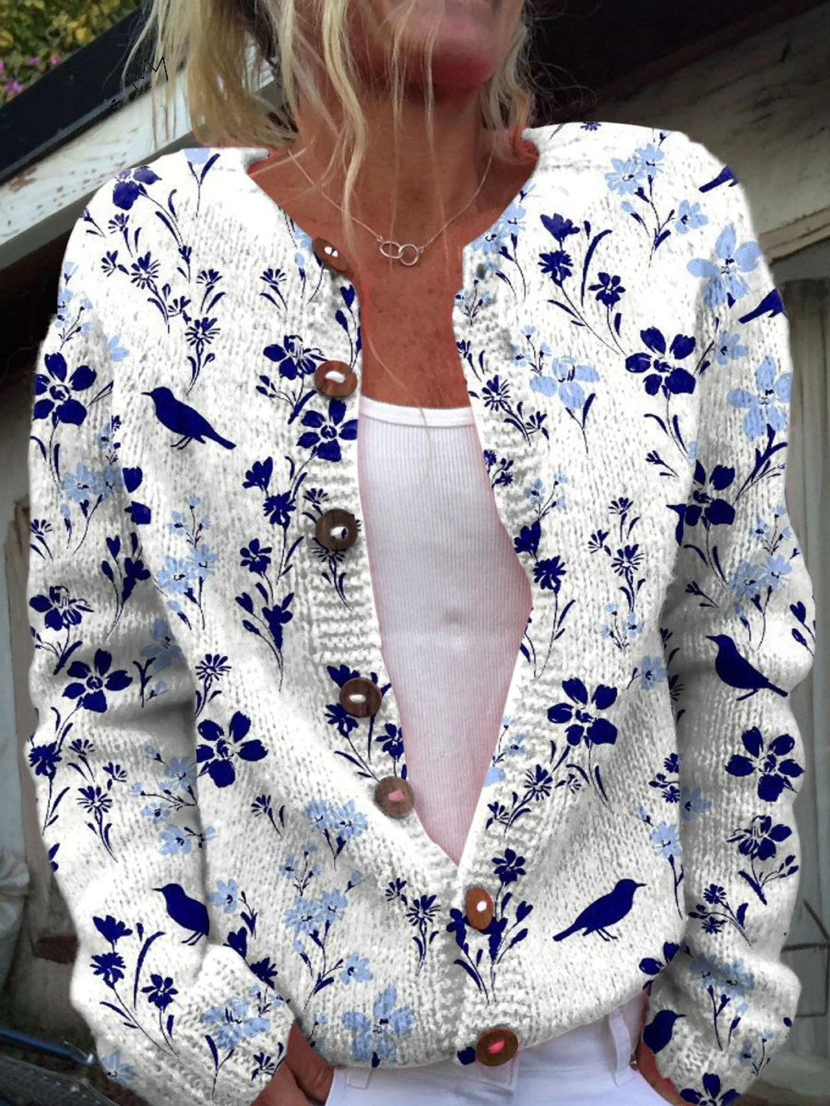Vynora | Elegant Floral Buttoned Cardigan