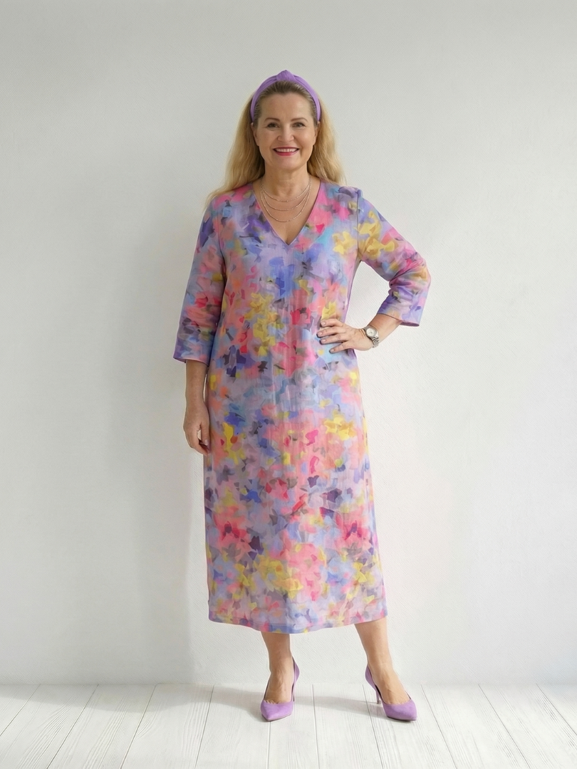 Benson | Abstract Floral Midi Dress – Multicolor