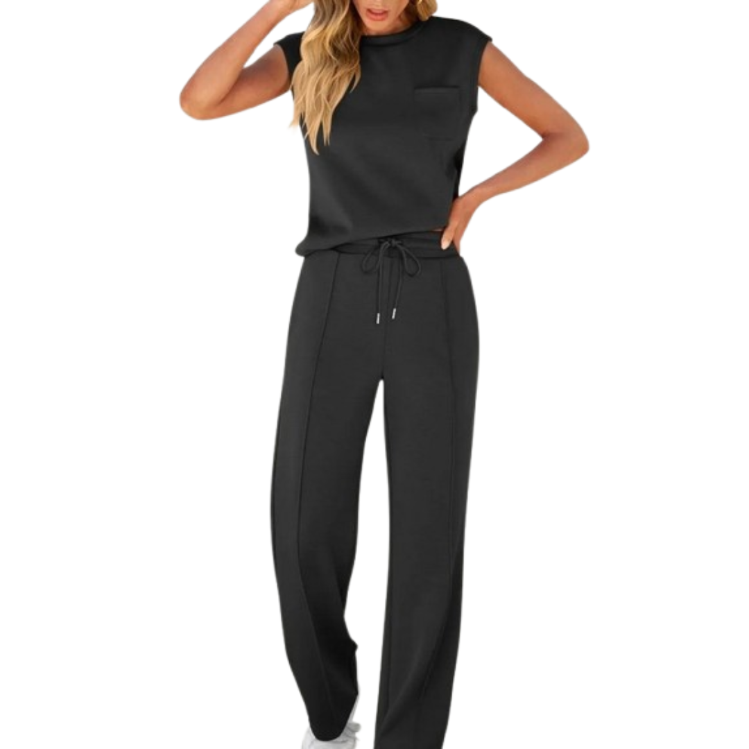 Ayla | Relaxed Soft-Lounge Two-Piece Set – Black