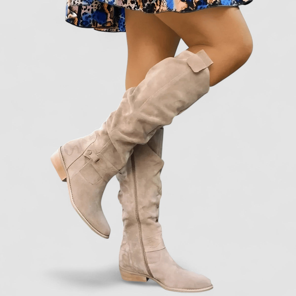 Charlotte Tall Suede Boots – Beige
