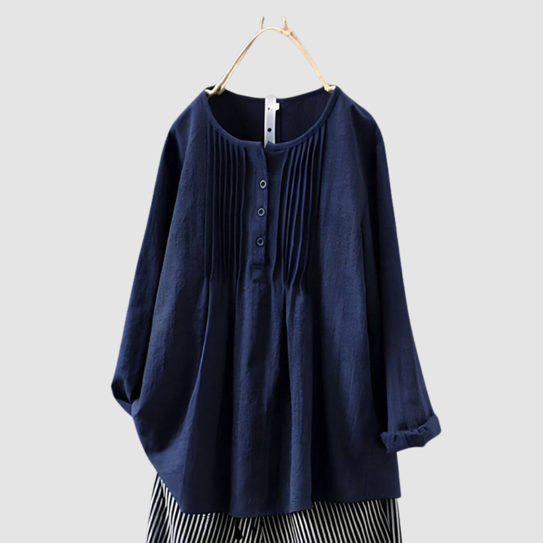 Brenna | Elegant Casual Blouse – Navy Blue
