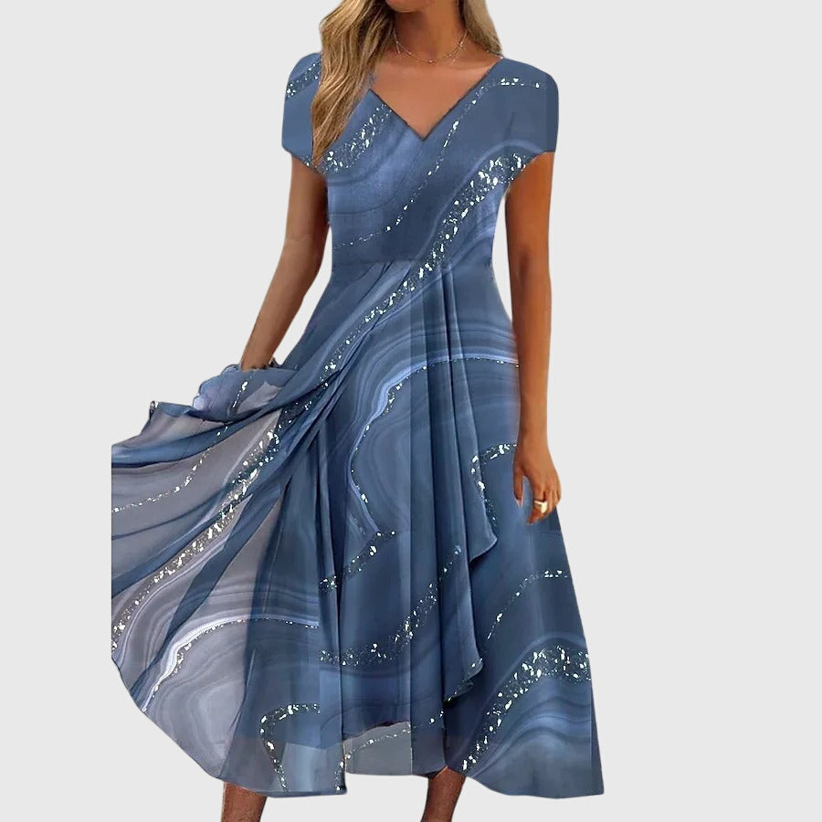 Aubrielle | Flowing Midi Dress – Blue