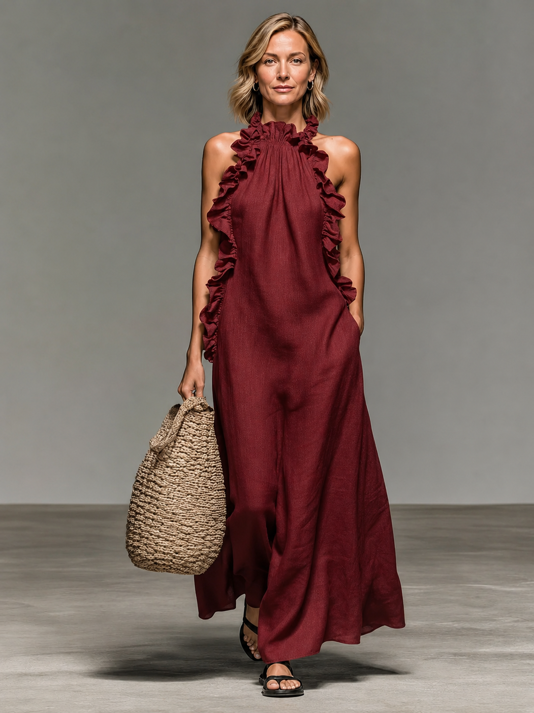 Emma | Soft Ruffle Maxi – Red
