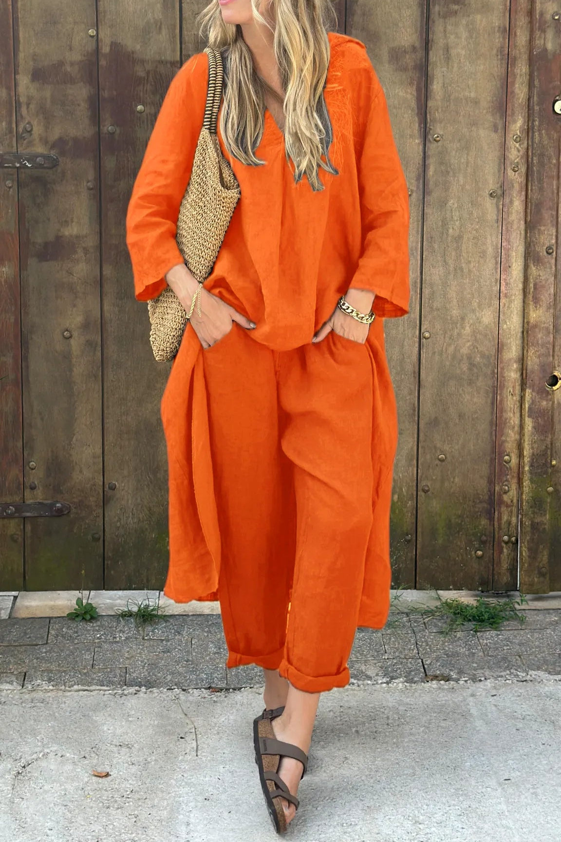 Adele | Refined Relaxed Two-Piece Set – Orange