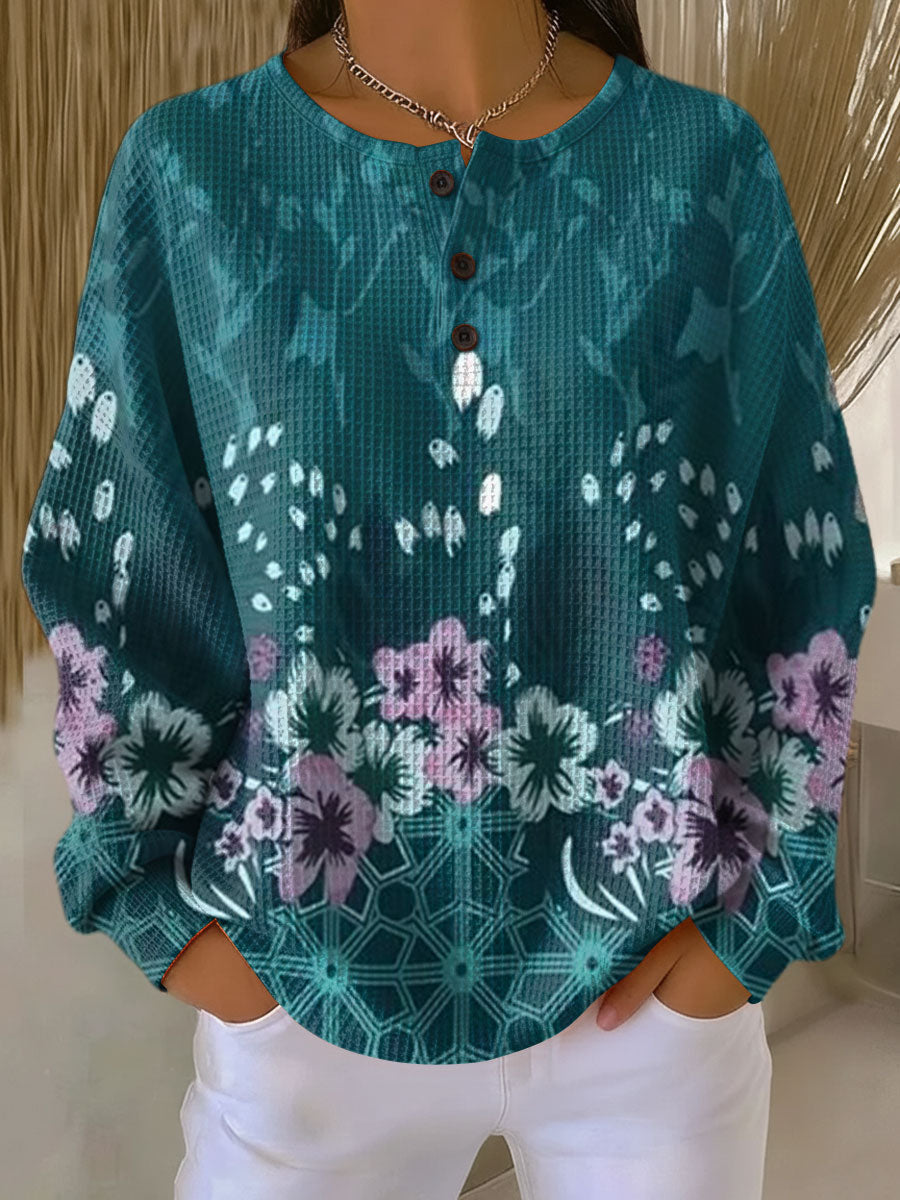 Nora | Sweater with Floral Color Pattern – Water