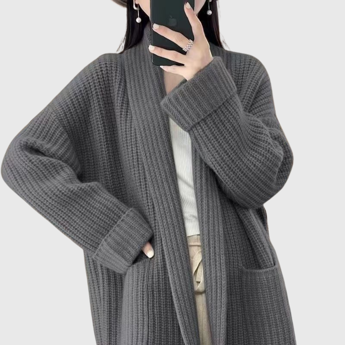 Amy | Comfortable Cardigan – Gray