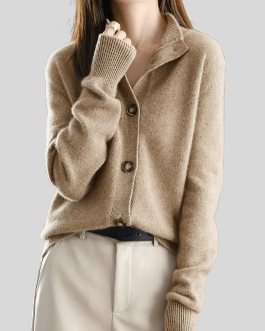 Claire | Retro-Style Knit Cardigan – Brown