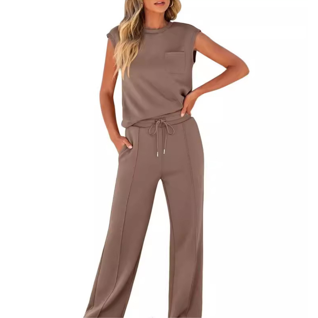 Ayla | Relaxed Soft-Lounge Two-Piece Set – Brown
