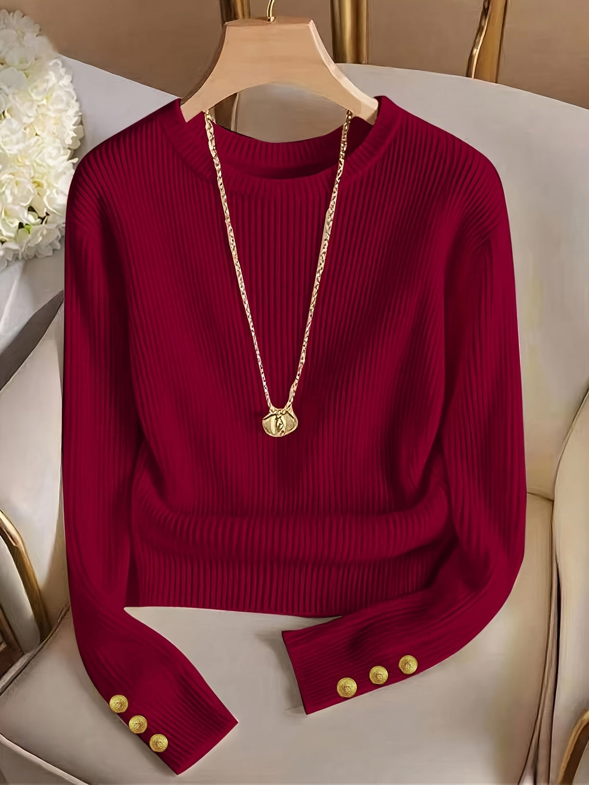 Adelaide | Refined Ribbed Sweater – Red