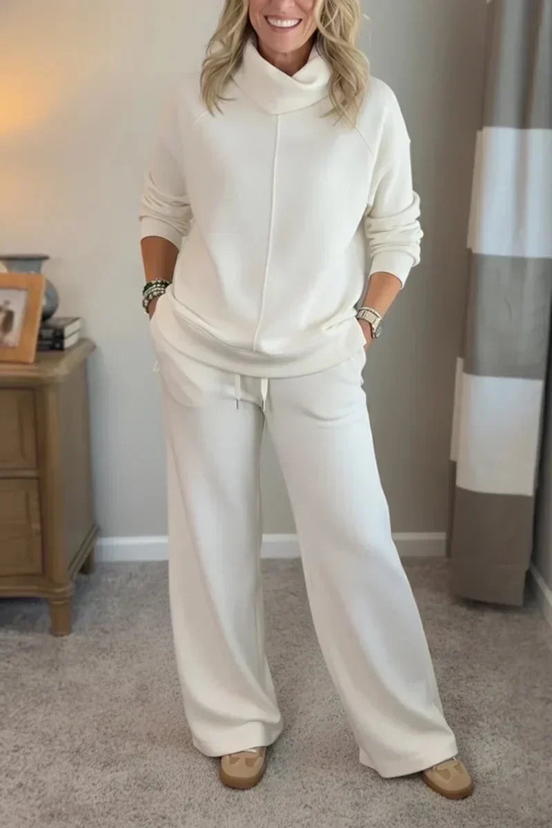 Amelia | Sophisticated Turtleneck Tailored Travel Set – White