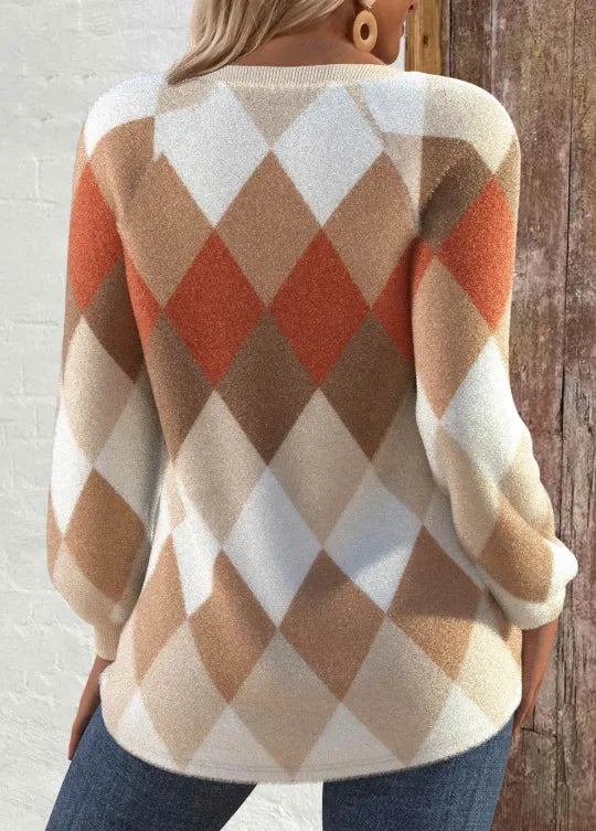 Shela | Checkered Button-Detail Sweater