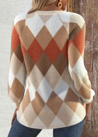 Shela | Checkered Knit with Button Detail Sweater