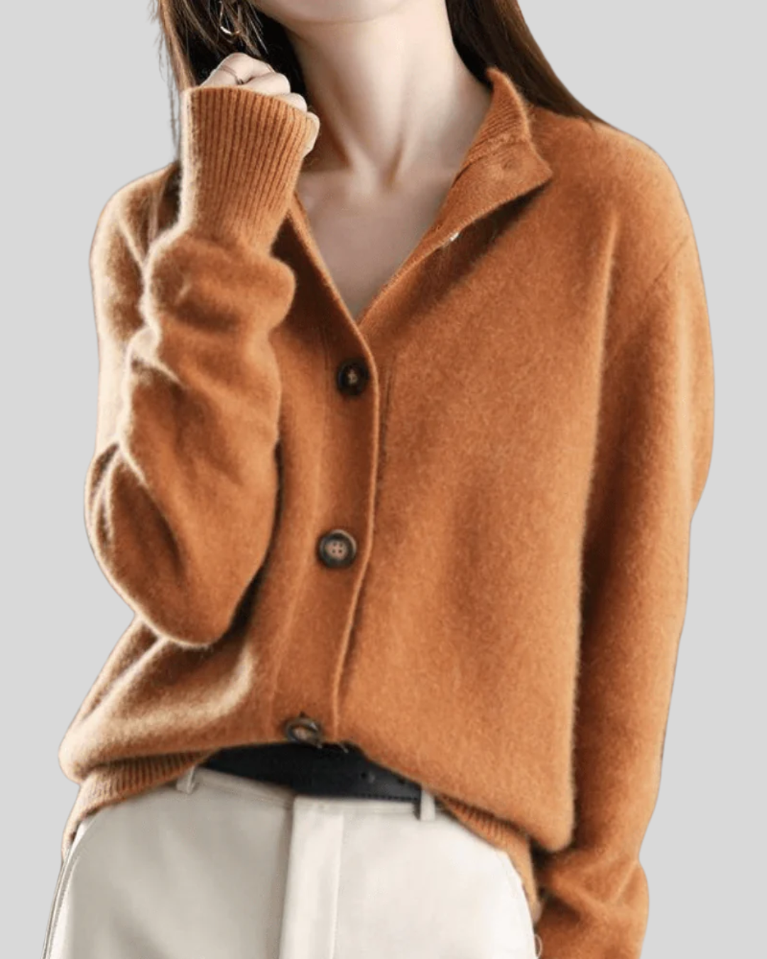 Claire | Retro-Style Cashmere Cardigan – Orange