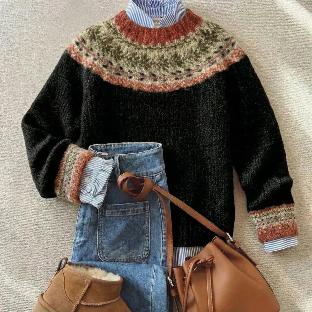 Samantha | Chic Vintage Knit Sweater – Black