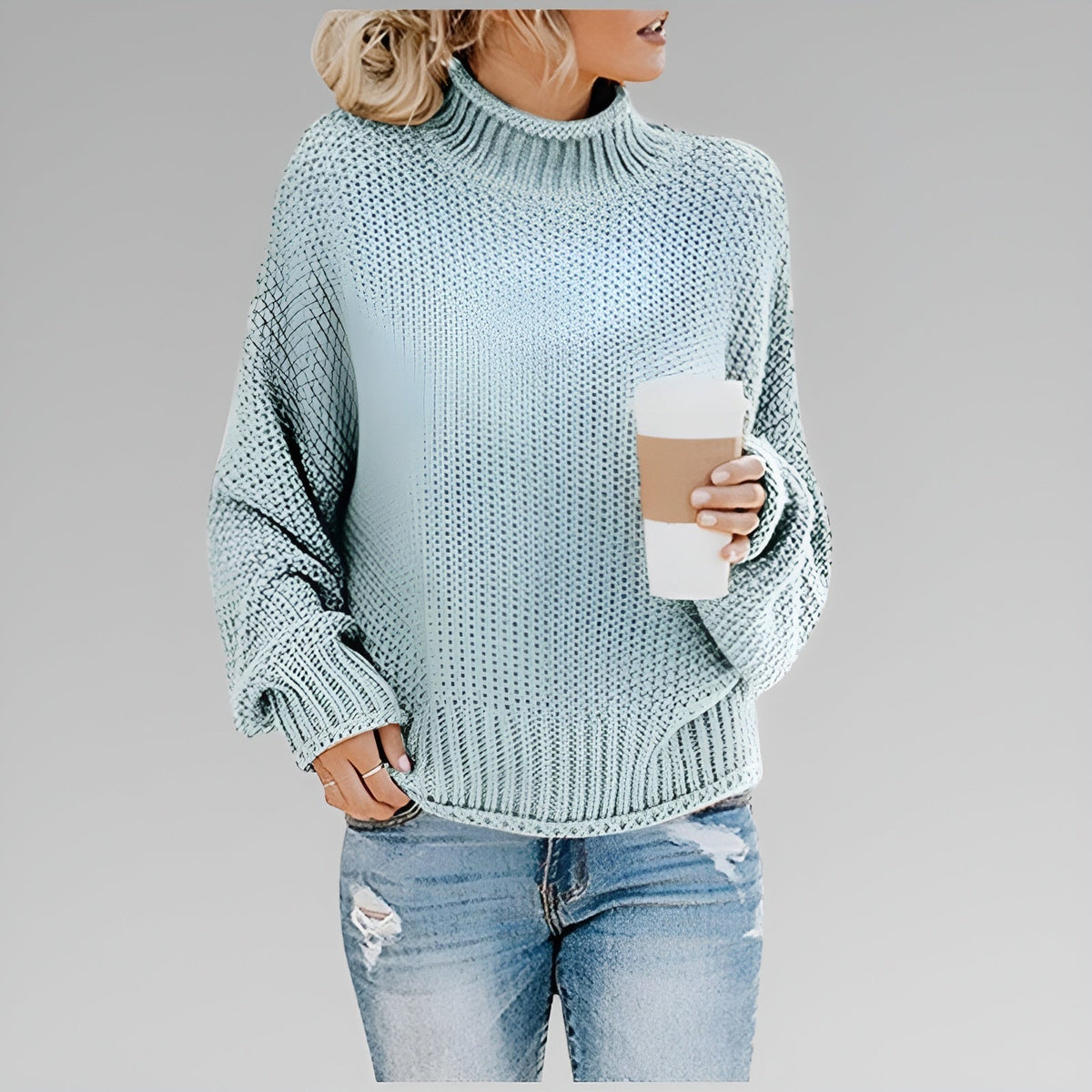 Anna | Classic Cozy Knit Sweater – Baby Blue