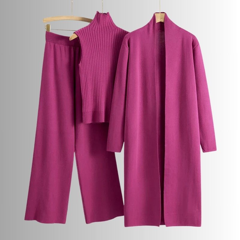Aubrey | 3-Piece Elegant Knit Lounge Set – Purple