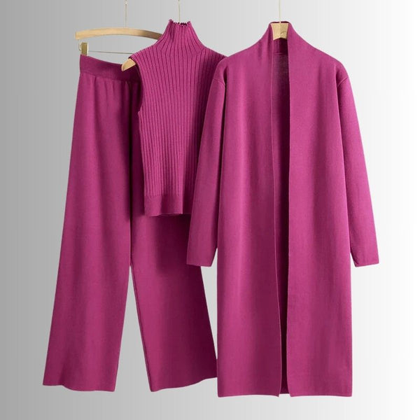Aubrey | 3-Piece Elegant Knit Lounge Set – Purple