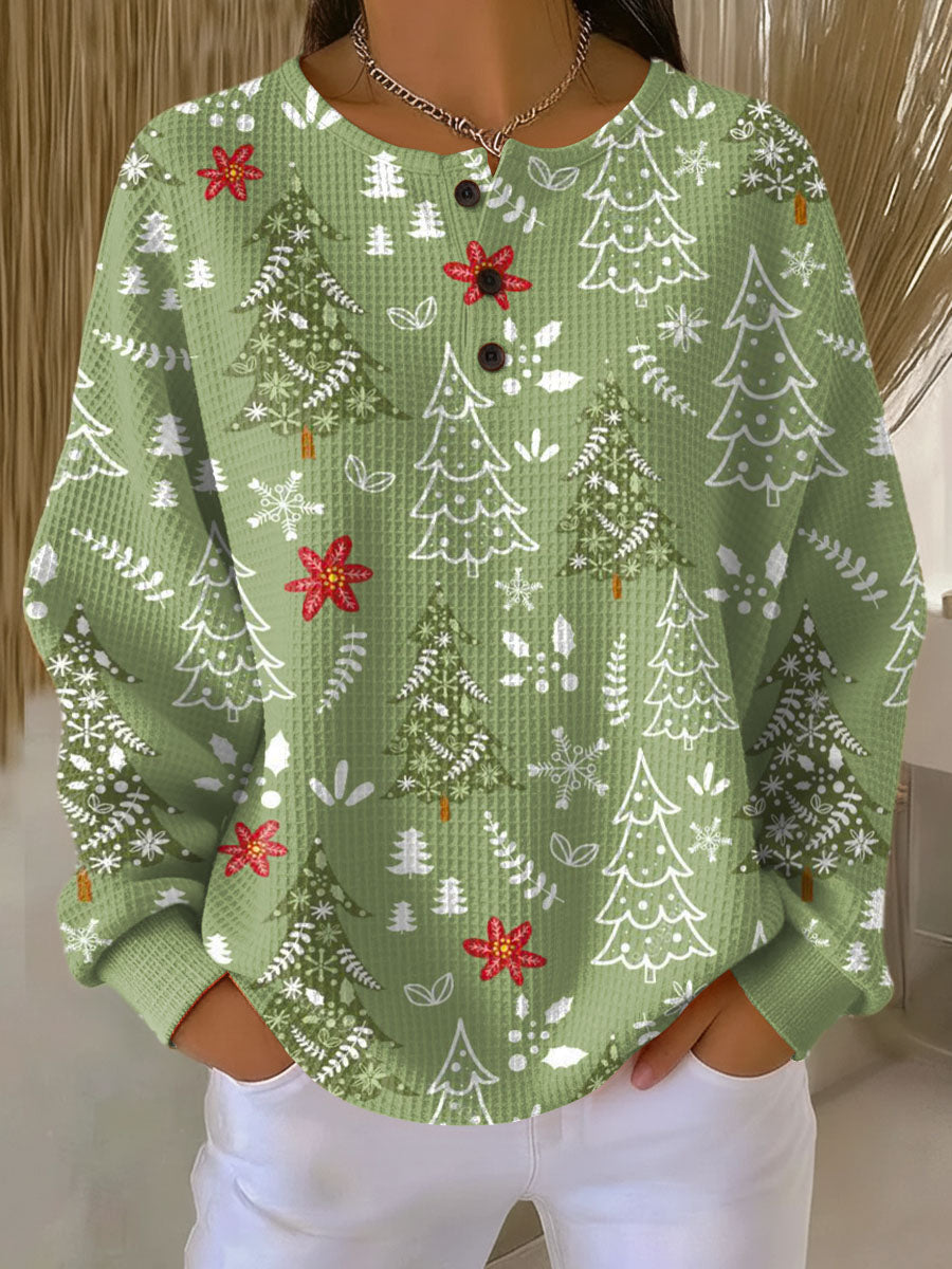 Ingrid | Sweater with Christmas Tree Motif – Green