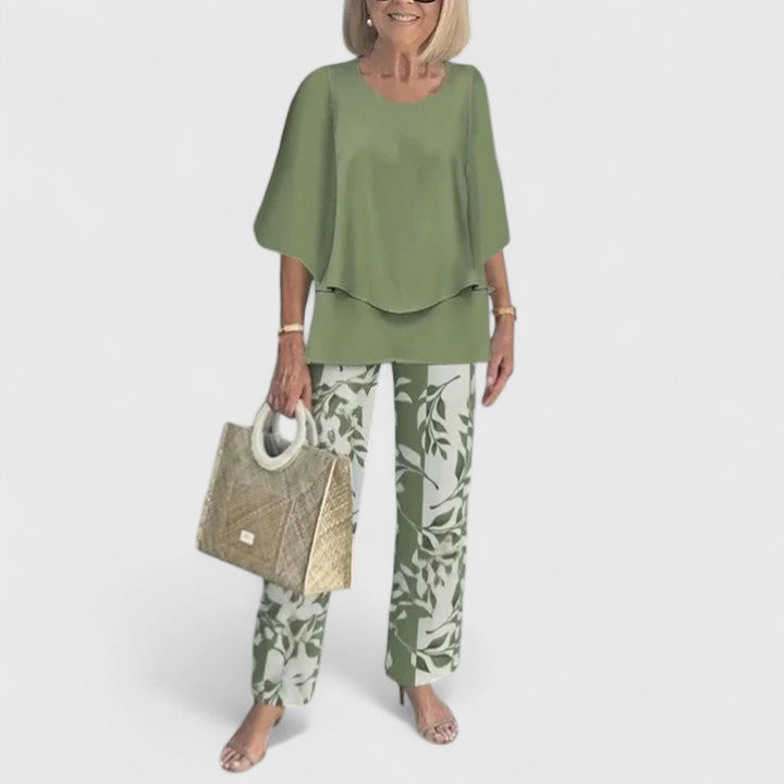 Ciara | Sophisticated Loose Two-Piece Set – Olive Leaf