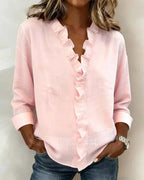 Cayla | Elegant V-neck Ruffles Blouse
