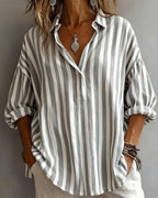 Nora | Loose Striped Blouse with Collar