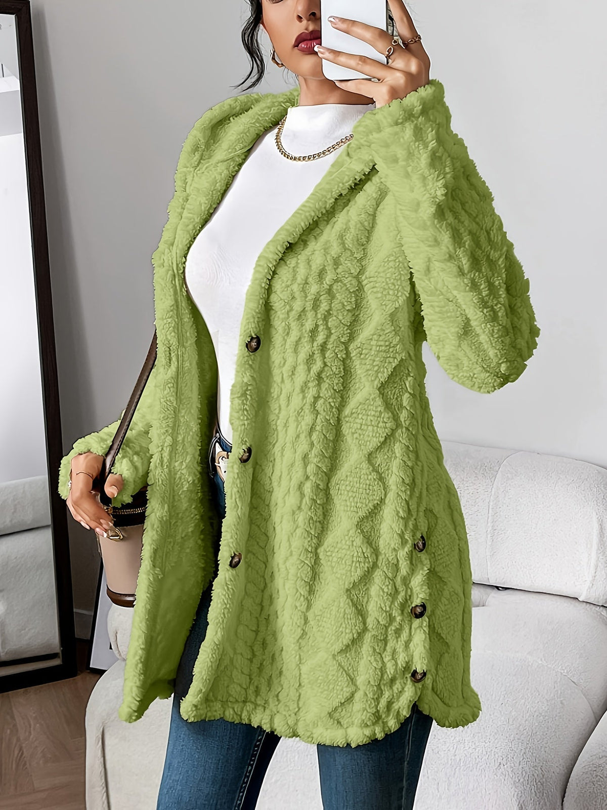 Aubrey | Cozy Hooded Knit Cardigan – Green