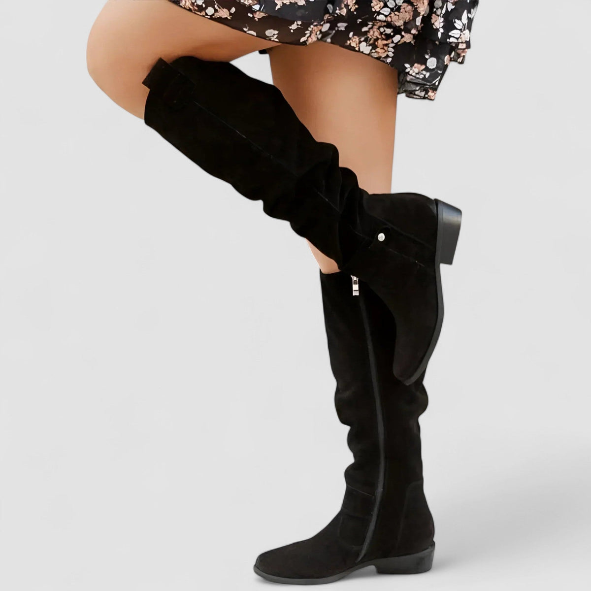Charlotte Tall Suede Boots – Black