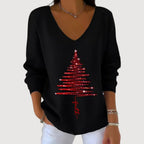 Alina | Festive V-Neck Holiday Charm Long-Sleeve Top