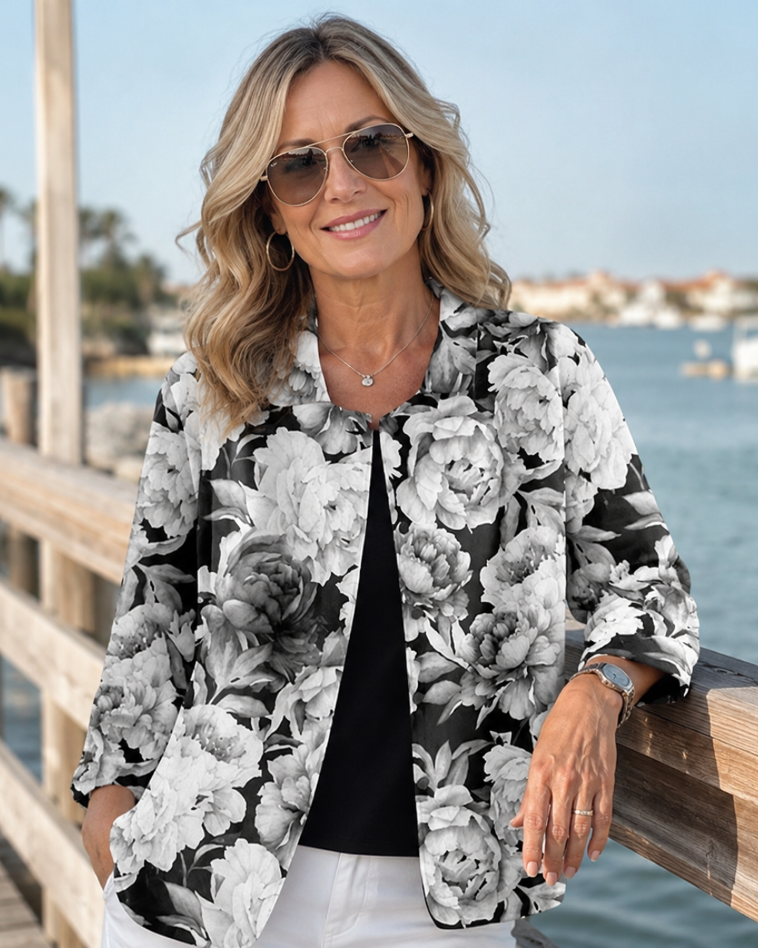 Leontina | Engraved Peony Blouse – White
