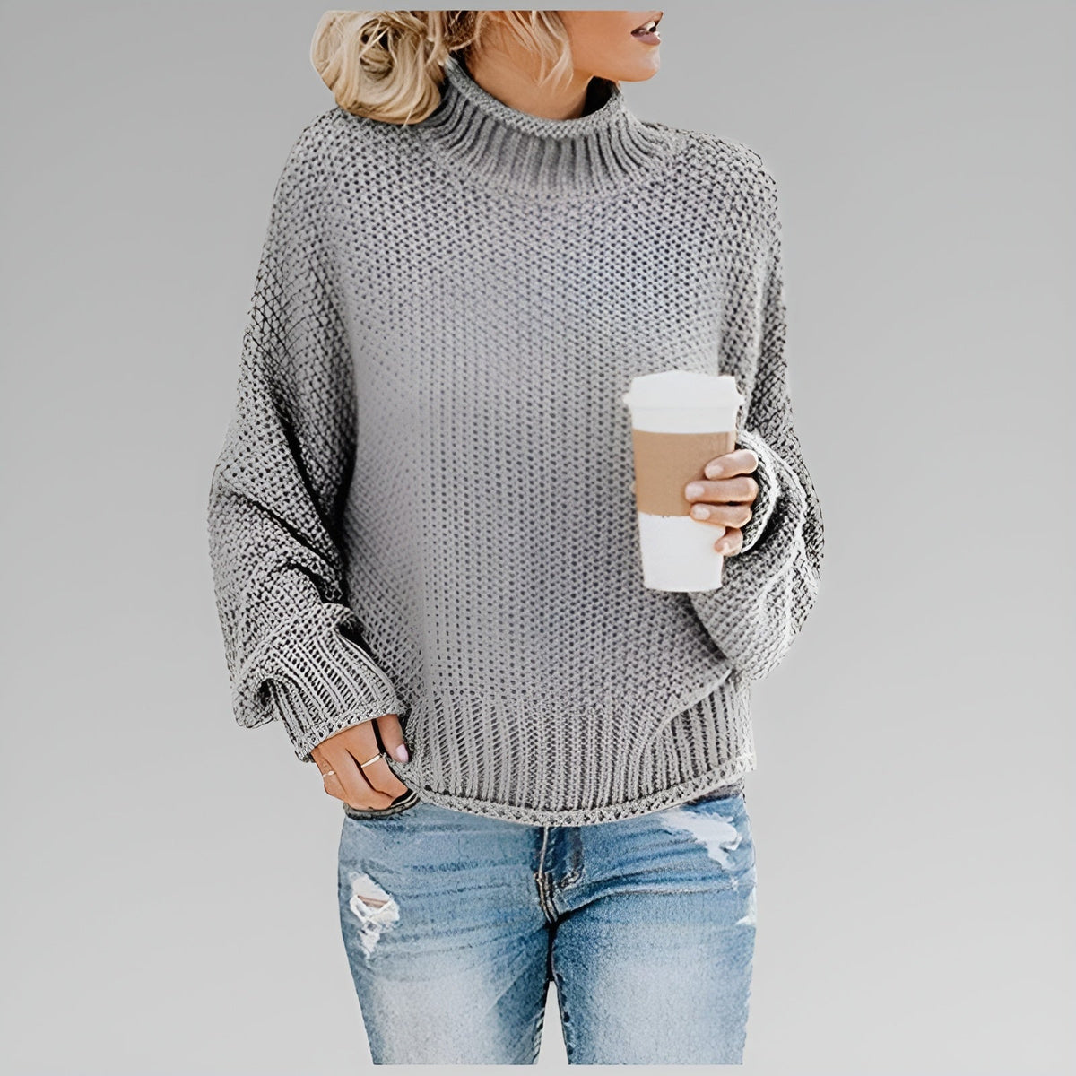 Anna | Classic Cozy Knit Sweater – Gray
