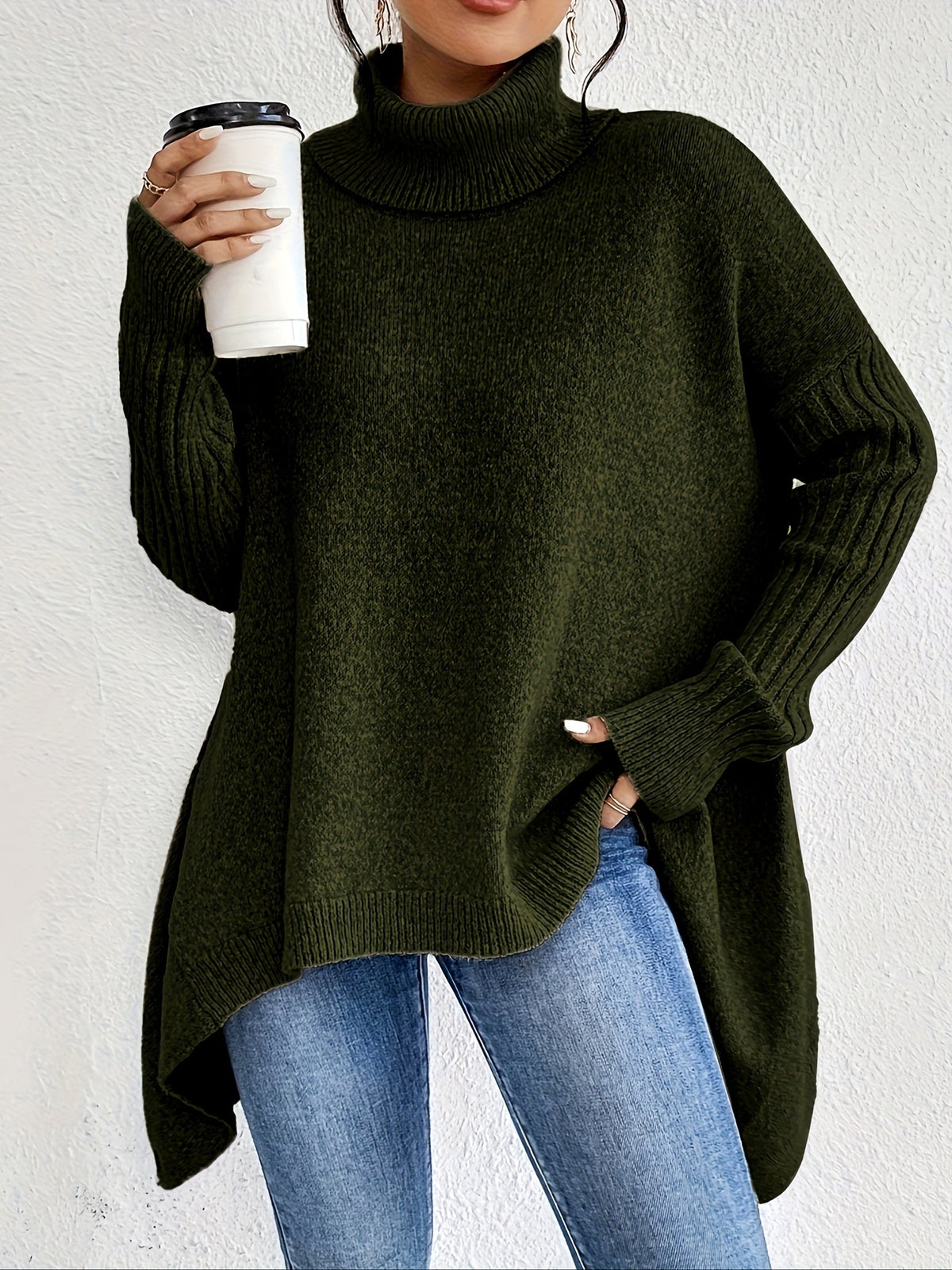 Audrey | Cozy Sweater – Olive Green