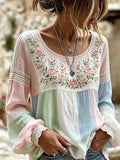 Amabel | Boho Floral Embroidered Blouse