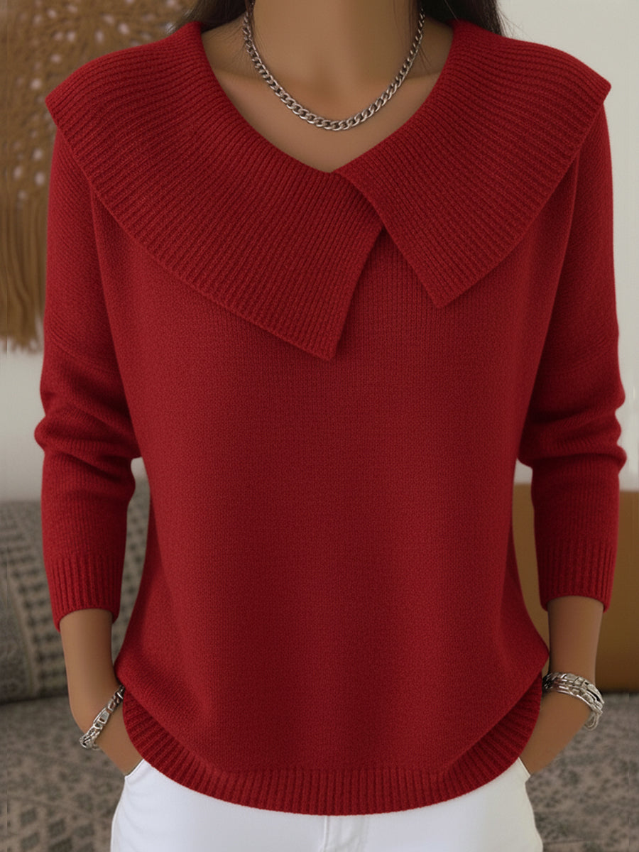 Sunnora | Warm Sweater with Soft Collar – Red