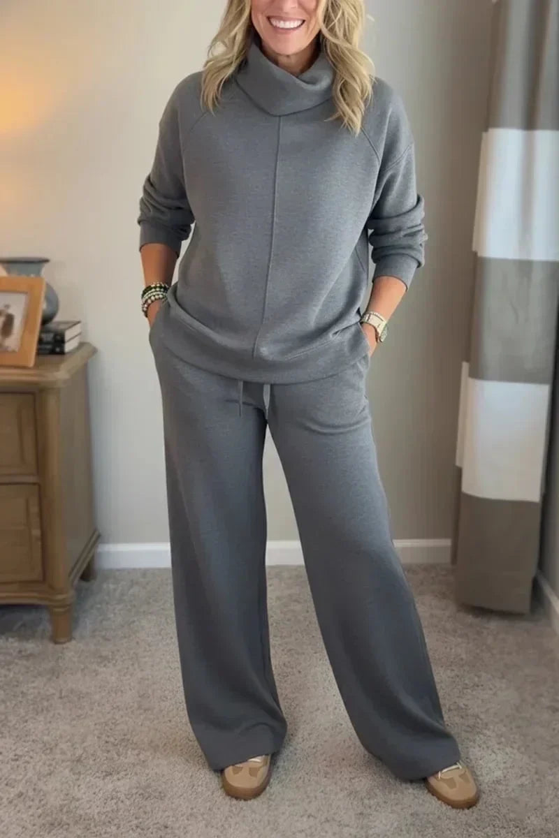 Amelia | Sophisticated Turtleneck Tailored Travel Set – Gray