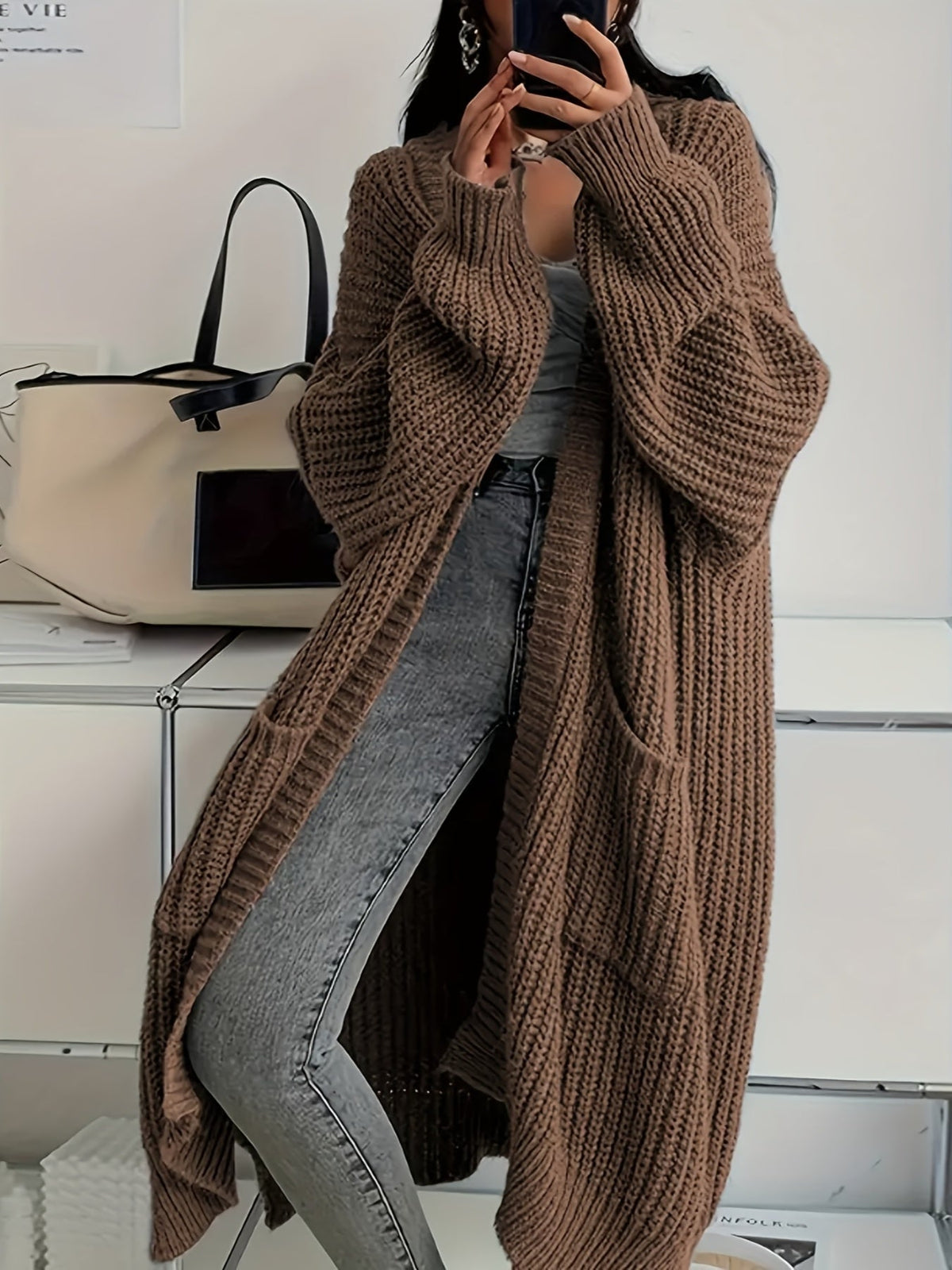 Alice | Cozy Confidence Longline Cardigan – Brown
