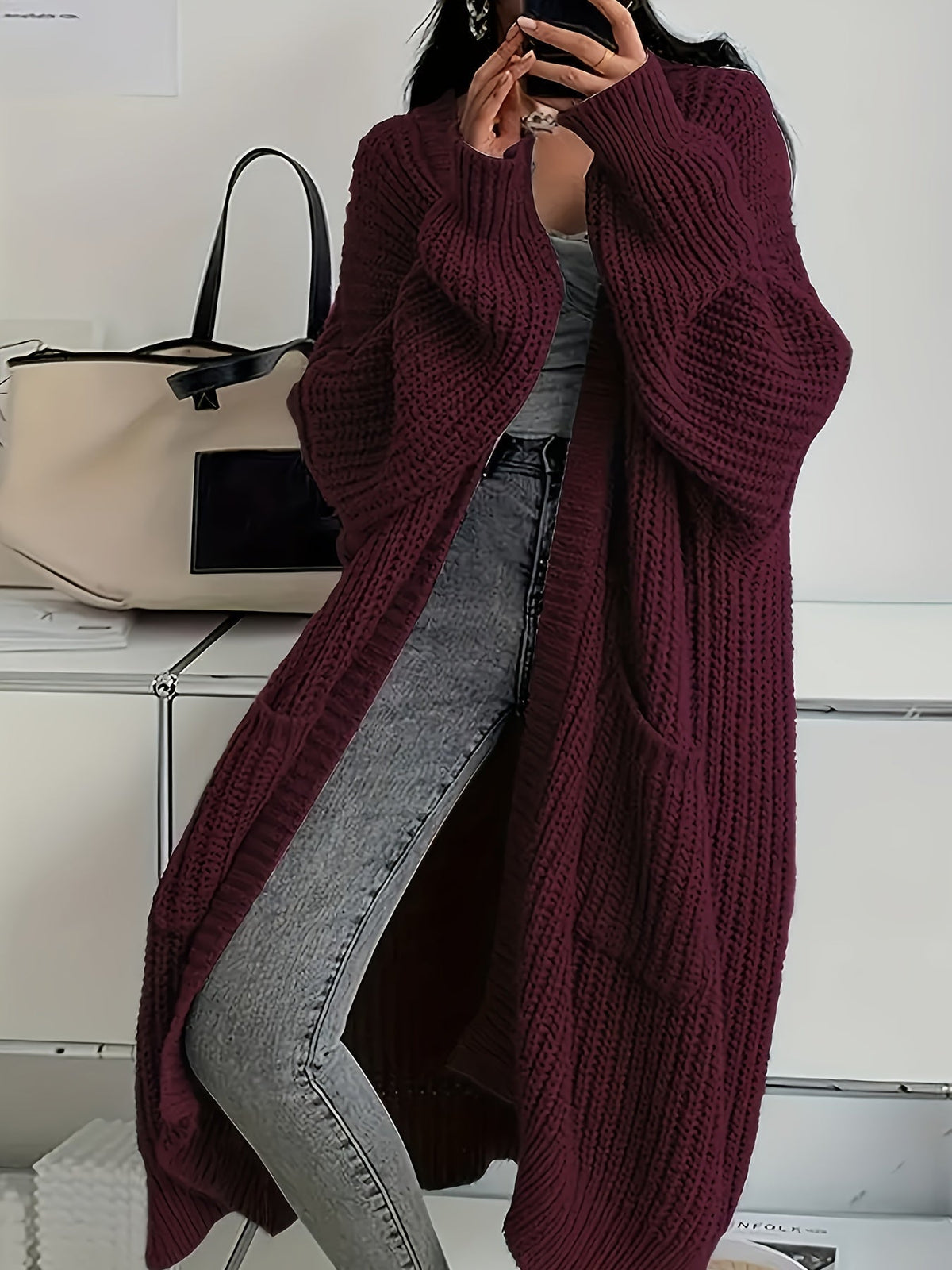 Alice | Cozy Confidence Longline Cardigan – Crimson Red