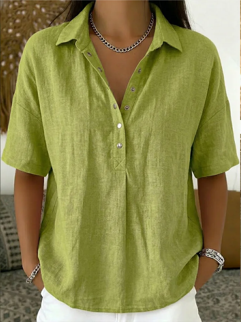 Willow | Blouse with Collar and Button – Green