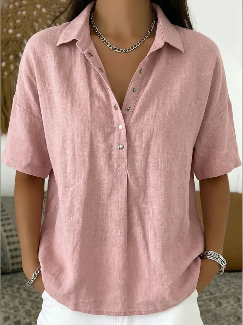 Willow | Blouse with Collar and Button – Pink