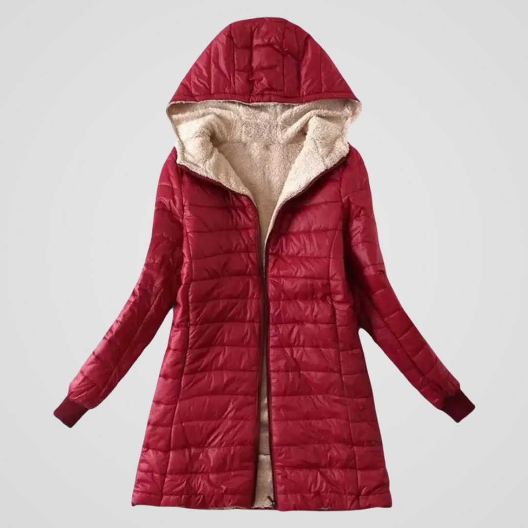 Amelia | Warm Easy Hooded Winter Jacket – Red