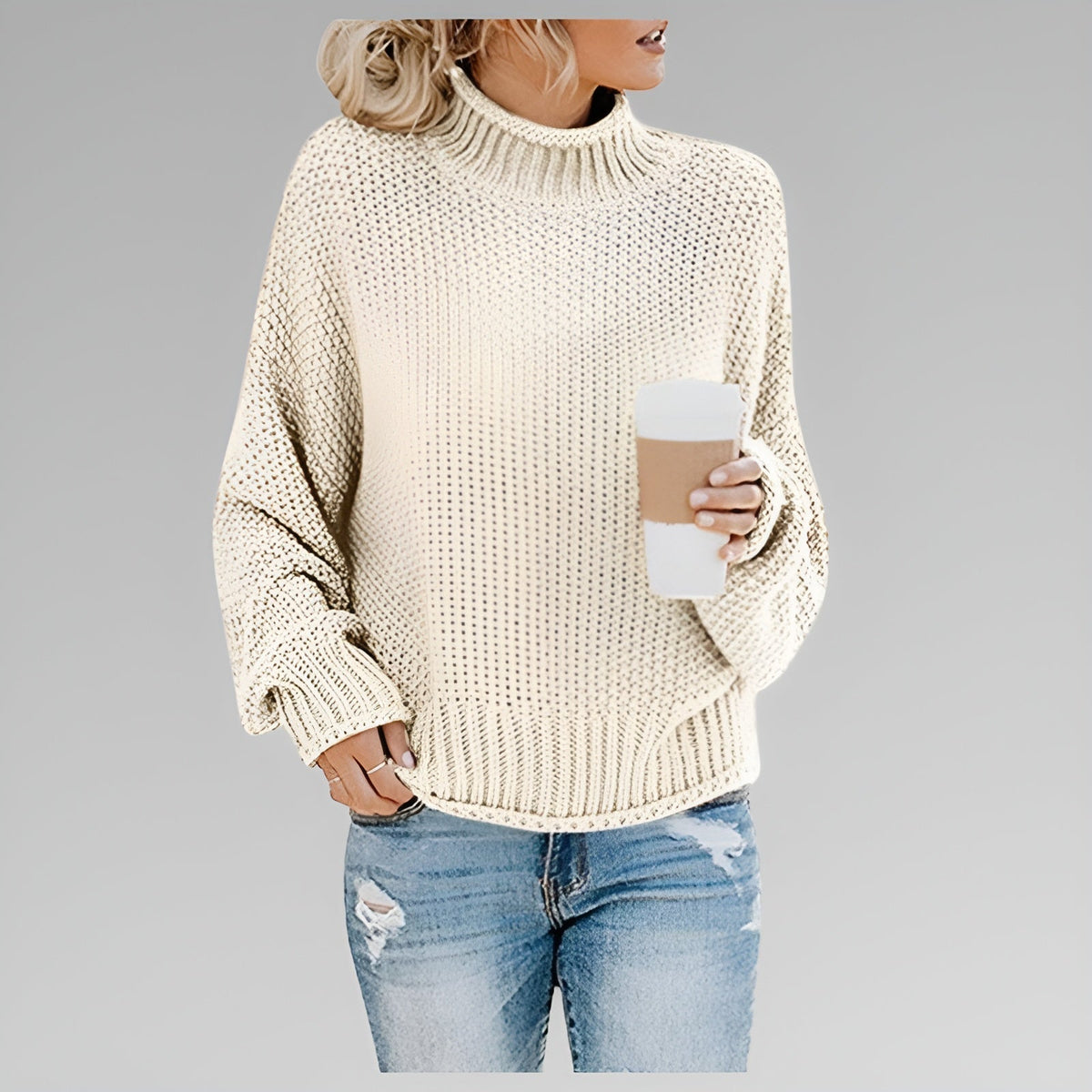 Anna | Classic Cozy Knit Sweater – White